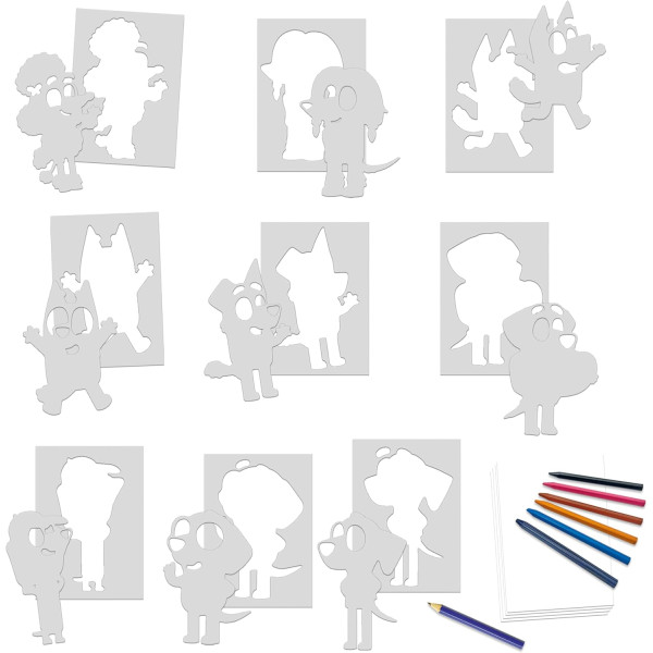 Jeu créatif - Bluey - Dessin et coloriage - 9 modèles + 6 crayons de couleur - Educa