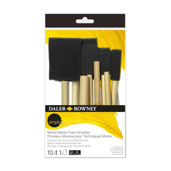 photo-Pinceaux - Mousse - Assortiment de formes - Toutes techniques - 10 pièces - Daler Rowney