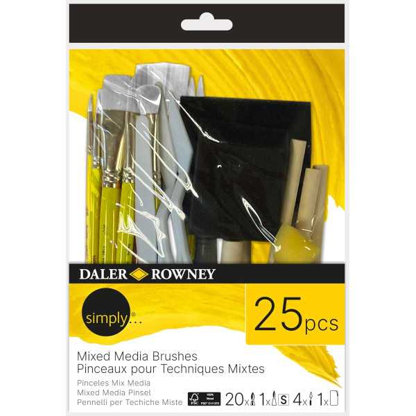 photo-Pinceaux - 25 pièces - Toutes techniques - Assorti formes et tailles - Synthétique - Daler Rowney