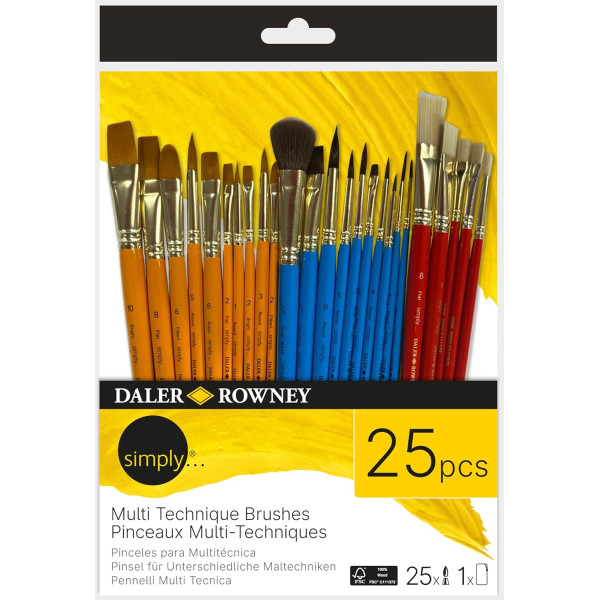 photo-Pinceaux - 25 pièces - Toutes techniques - Assorti tailles et formes - Synthétique - Daler Rowney