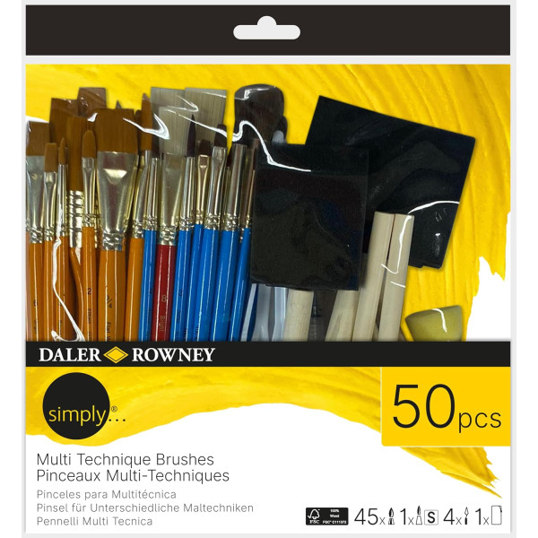 photo-Pinceaux - 50 pièces - Toutes techniques - Assorti tailles et formes - Synthétique - Daler Rowney