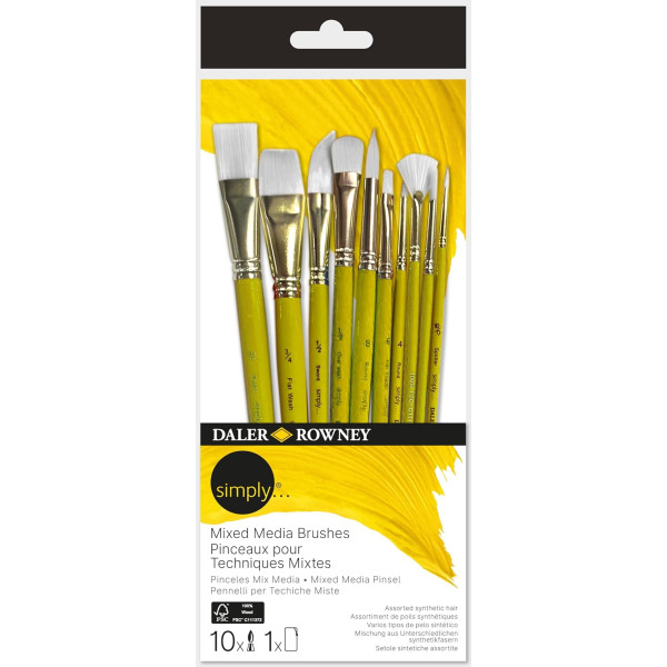 photo-Pinceaux - 10 pièces - Toutes techniques - Assorti tailles et formes - Synthétique - Daler Rowney