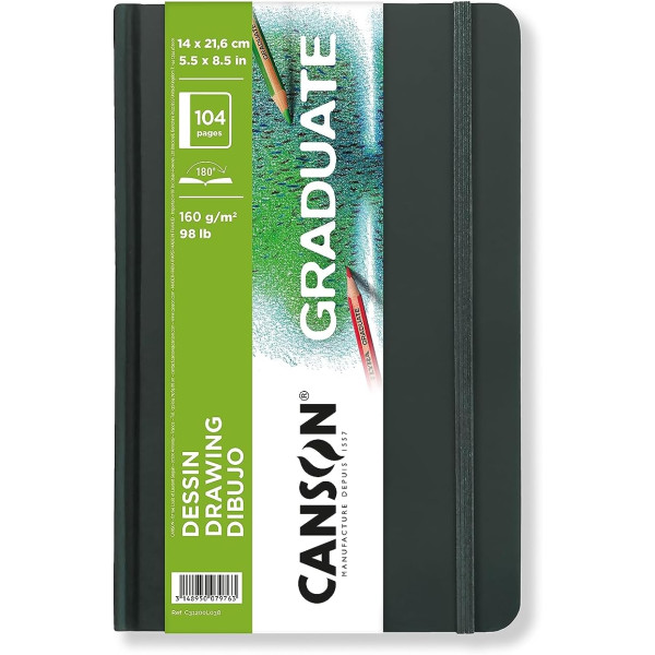 photo-Carnet - Croquis - Dessin - 14x21,6cm - 104 pages - 160g - Grain léger - Blanc - Canson Graduate