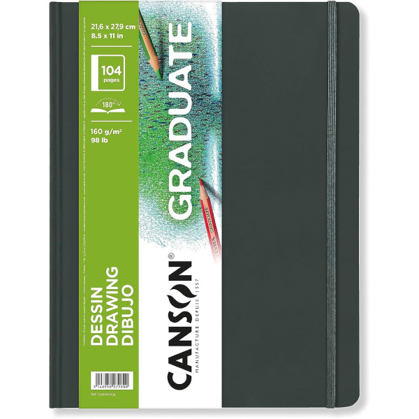 Carnet - Croquis - Dessin - 21,6x27,9cm - 104 pages - 160g - Grain léger - Blanc - Canson Graduate