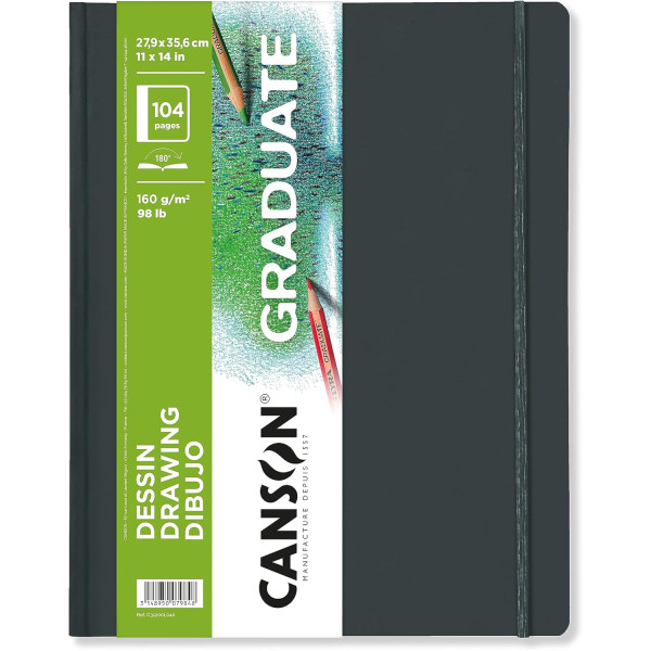photo-Carnet - Croquis - Dessin - 27,9x35,6cm - 104 pages - 160g - Grain léger - Blanc - Canson Graduate