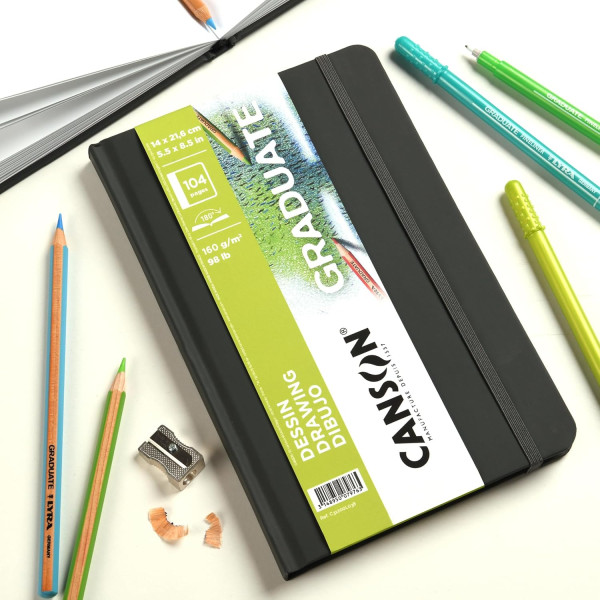 Carnet - Croquis - Dessin - 27,9x35,6cm - 104 pages - 160g - Grain léger - Blanc - Canson Graduate
