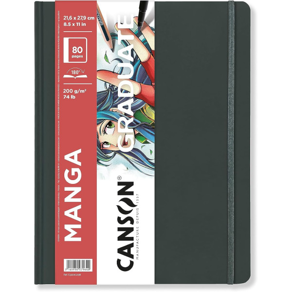 photo-Carnet - Dessin - Manga - 21,6x27,9cm - 80 pages - 200g - Papier lisse - Blanc - Canson Graduate