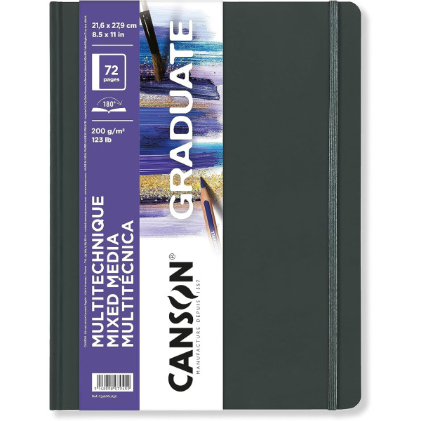 photo-Carnet - Multi techniques - 21,6x27,9cm - 72 pages - 200g - Grain léger - Blanc - Canson Graduate
