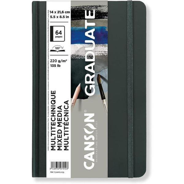 photo-Carnet - Multi techniques - 14x21,6cm - 64 pages - 220g - Couverture rigide - Gris foncé - Canson Graduate