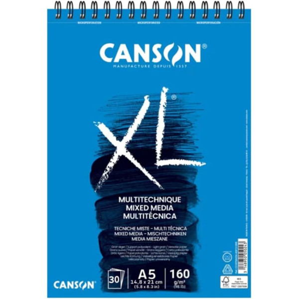 photo-Bloc - Multi techniques - A5 - Spirale - 30 feuilles - 160g - Grain léger - Canson XL