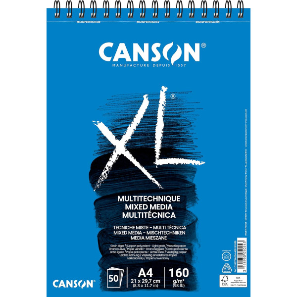 photo-Bloc - Multi techniques - A4 - Spirale - 30 feuilles - 160g - Grain léger - Canson XL