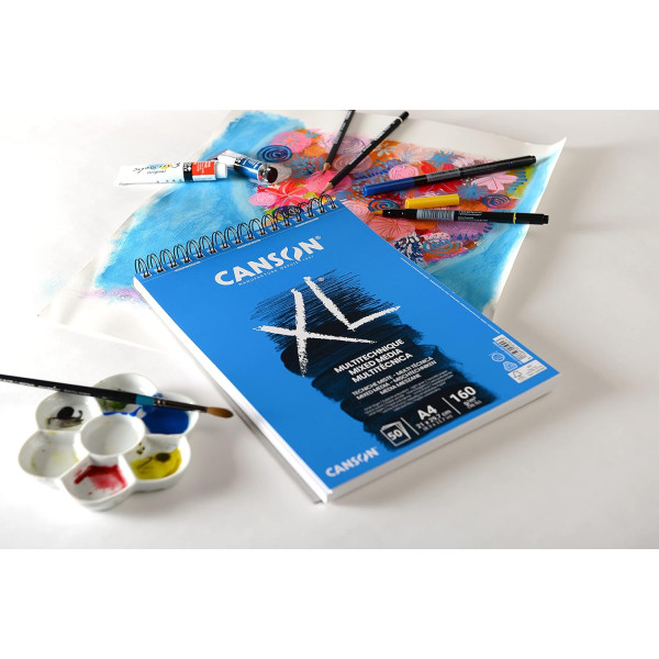 Bloc - Multi techniques - A4 - Spirale - 30 feuilles - 160g - Grain léger - Canson XL