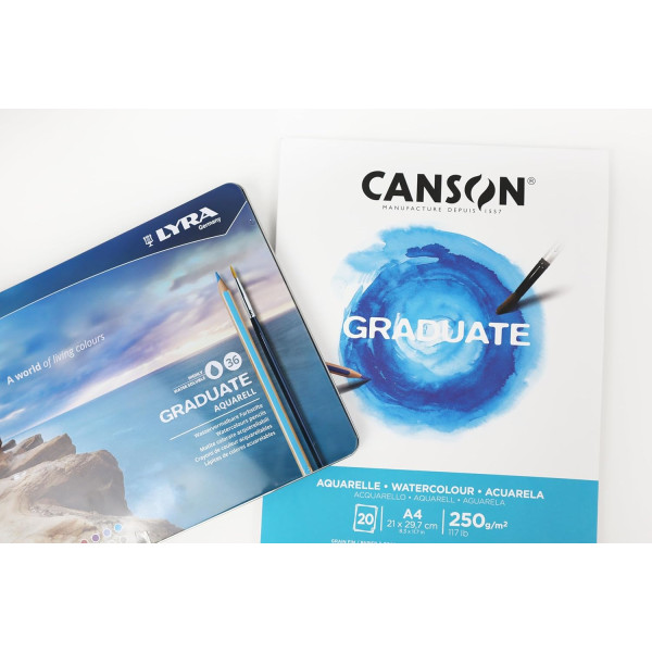 Bloc - Aquarelle - A3 - 20 feuilles - 250g - Grain fin - Canson Graduate