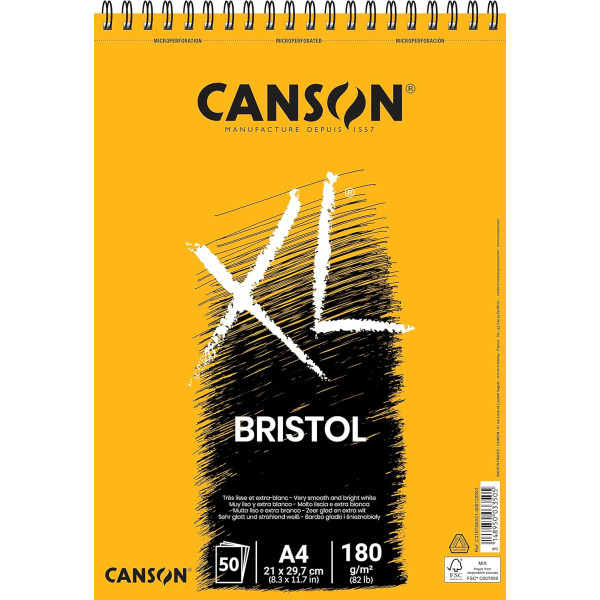 photo-Bloc - Croquis - Dessin - A4 - 180g - 50 feuilles - Spirale - Canson XL Bristol