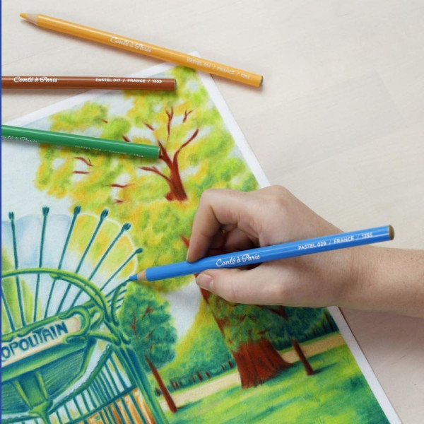 Crayons pastel - Boîte métal de 12 couleurs - Dessin - Esquisse - Conté à Paris