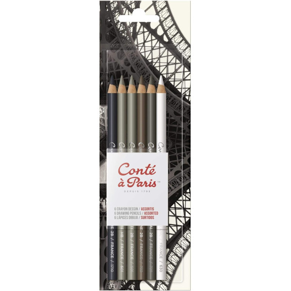 photo-Crayons graphite, carbone, pierre noire, fusain - Assortiment - Dessin et esquisse - Conté A Paris