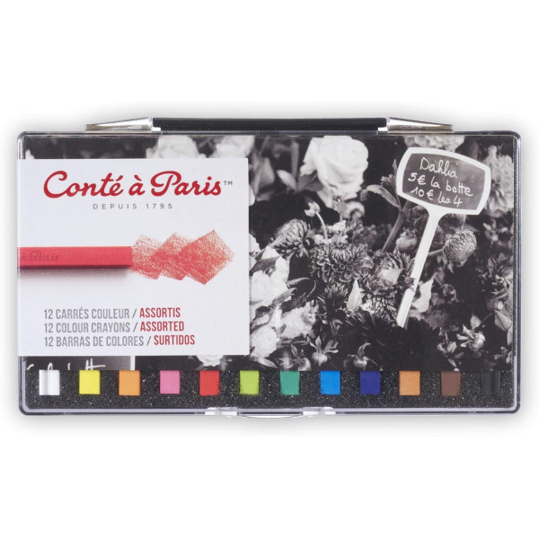 photo-Carrés couleur - Coffret de 12 couleurs - Texture douce - Esquisse - Conté à Paris