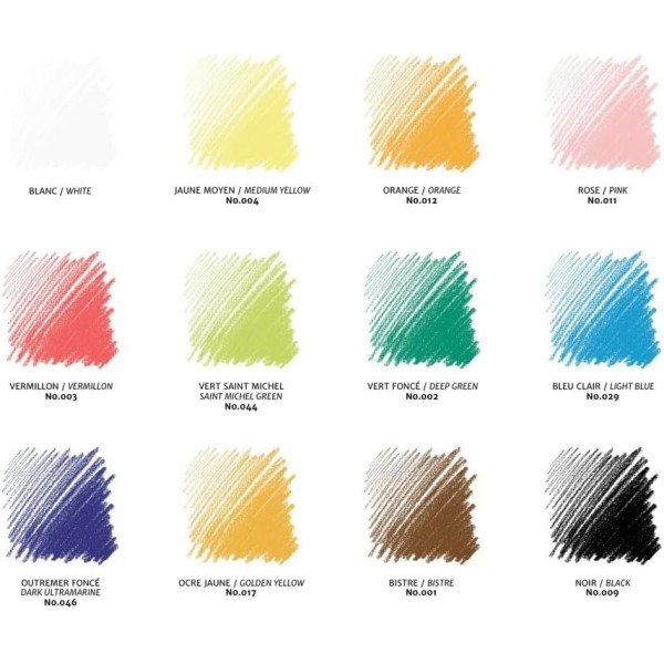 Carrés couleur - Coffret de 12 couleurs - Texture douce - Esquisse - Conté à Paris