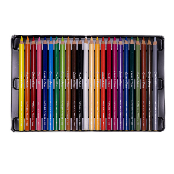 Crayons pastel - Boîte métal - Assortiment de 24 couleurs - Conté à Paris