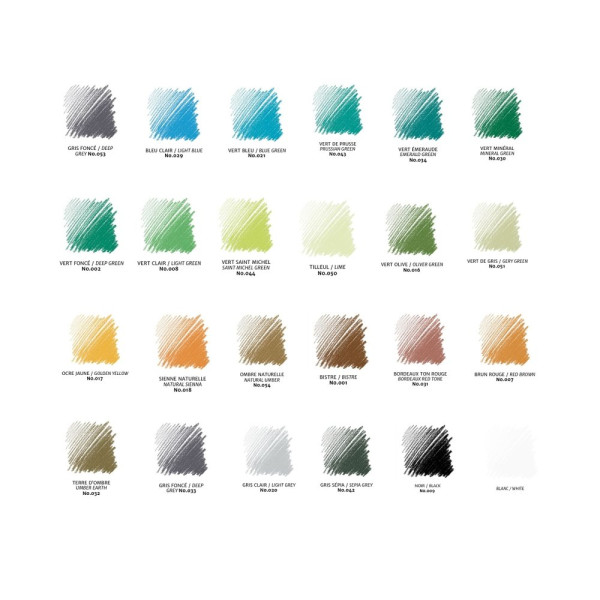 Carrés couleur - Coffret en bois - Assortiment de 48 couleurs - Conté à Paris