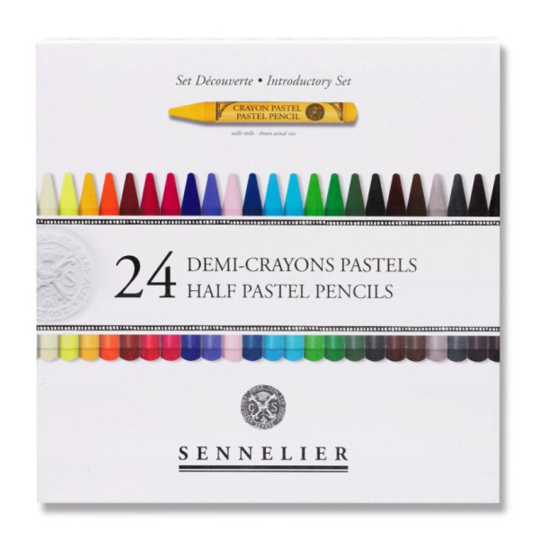 photo-Demi-crayons pastels - Boite de 24 couleurs - 7cm longueur - Sennelier