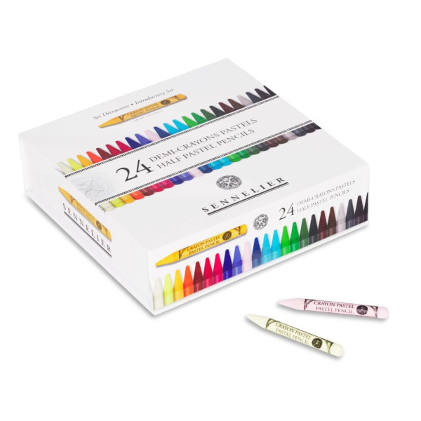 Demi-crayons pastels - Boite de 24 couleurs - 7cm longueur - Sennelier