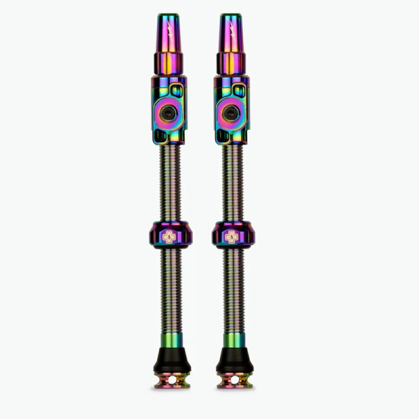 photo-Valves - Tubeless - Big Bore Lite - Iridescent - 2XL - Pour gonflage maximal - Vélo - VTT - Muc-Off