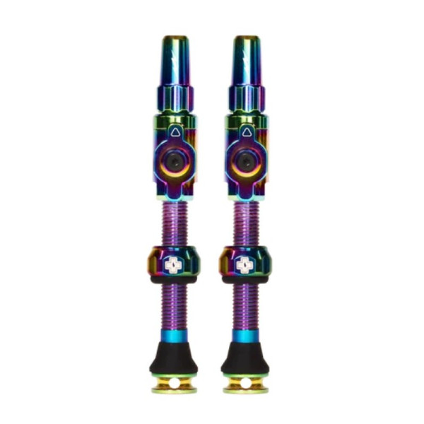 photo-Valves - Tubeless - Big Bore Lite - Irisdescent - Large - Pour gonflage maximal - Vélo - VTT - Muc-Off