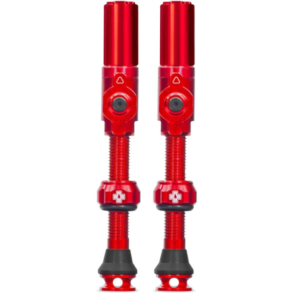 photo-Valves - Tubeless - Big Bore Hybrid - Rouge - Large - Pour gonflage maximal - Vélo - VTT - Muc-Off