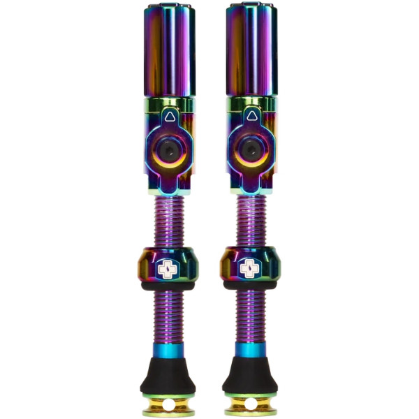 photo-Valves - Tubeless - Big Bore Hybrid - Iridescent - Large - Pour gonflage maximal - Vélo - VTT - Muc-Off