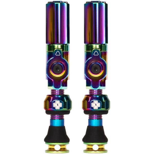 photo-Valves - Tubeless - Big Bore Hybrid - Iridescent - Médium - Pour gonflage maximal - Vélo - VTT - Muc-Off