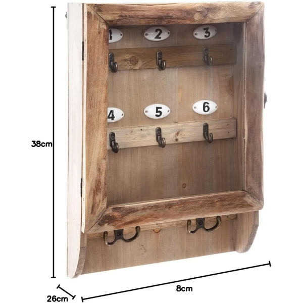 Boîte à clés - Bois - Effet vintage - 26x38cm - A suspendre - Décoration - Atmosphera