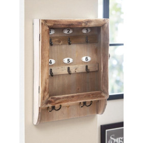 Boîte à clés - Bois - Effet vintage - 26x38cm - A suspendre - Décoration - Atmosphera
