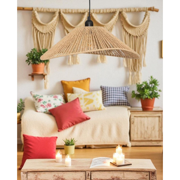 Abat-jour - Suspension - Corde - Naturel - 43x38x16cm - Salon - Chambre - Myha - Atosphera
