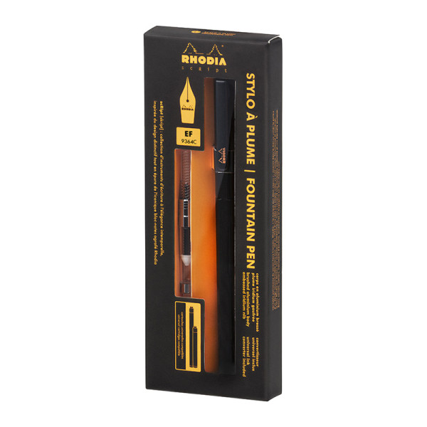 Stylo à plume - Alu - Noir - Plume iridium extra-fine - Rechargeable - Rhodia scRipt