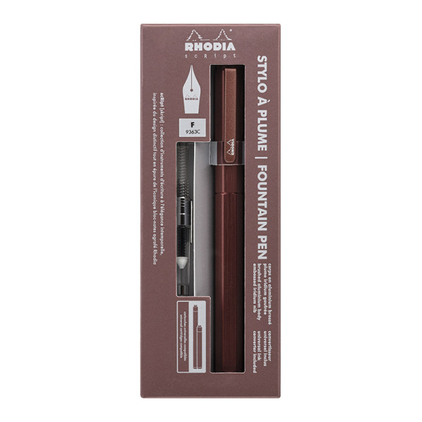 photo-Stylo à plume - Alu - Marron - Plume iridium fine - Rechargeable - Rhodia scRipt