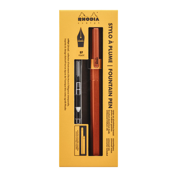 photo-Stylo à plume - Alu - Orange - Plume iridium extra-fine - Rechargeable - Rhodia scRipt