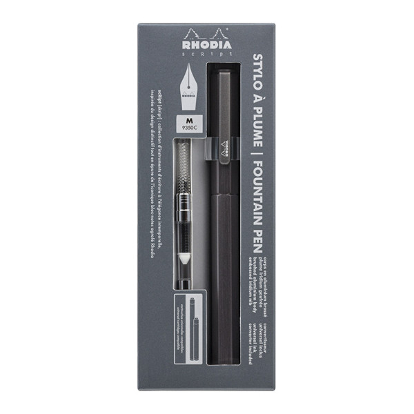 photo-Stylo à plume - Alu - Titane - Plume iridium moyenne - Rechargeable - Rhodia scRipt