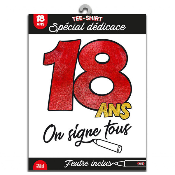 photo-T-shirt à dédicacer - Anniversaire 18 ans - Avec feutre inclus - Taille unique