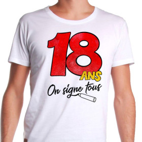 T-shirt à dédicacer - Anniversaire 18 ans - Avec feutre inclus - Taille unique