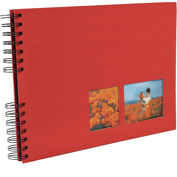 Album photos - 150 photos - Rouge - 32x22cm - 50 pages noires - Couverture effet textile
