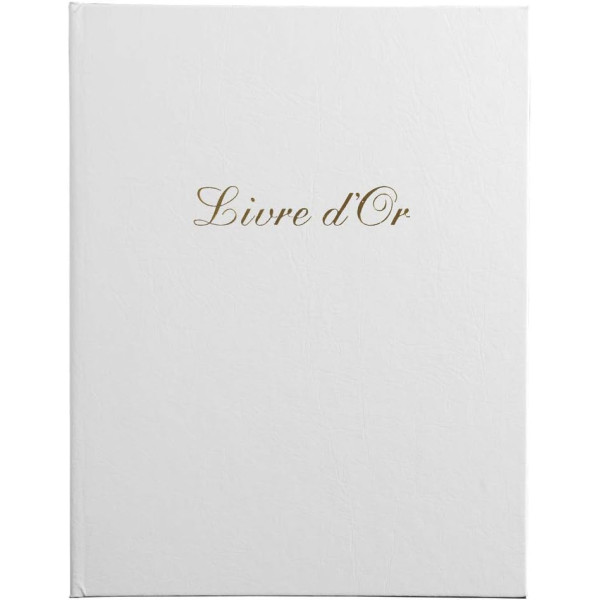 photo-Livre d'or - 27x22cm - Couverture simili cuir - Blanc - Tranche or - 100 pages blanches