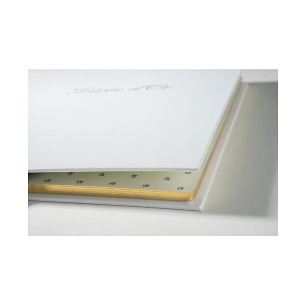 Livre d'or - 27x22cm - Couverture simili cuir - Blanc - Tranche or - 100 pages blanches