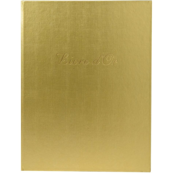 photo+Livre d'or - 27x22cm - Couverture simili cuir - Or - Tranche or - 100 pages blanches