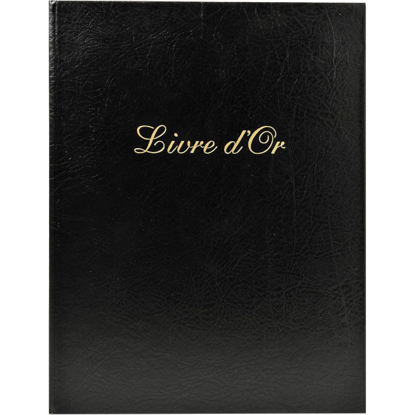 photo-Livre d'or - 27x22cm - Couverture simili cuir - Noir - Tranche or - 100 pages blanches