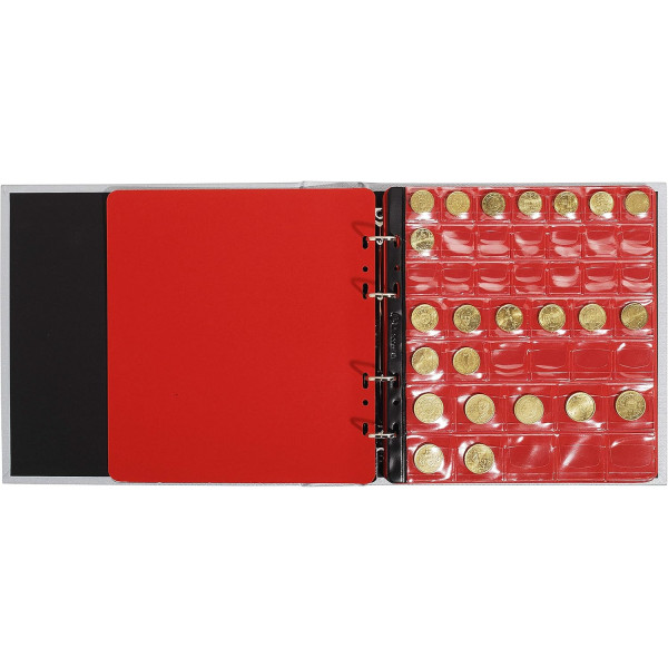 Classeur pour collection de pièces - 24,5x25cm - Noir - 5 feuilles 43 cases