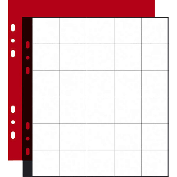3 recharges pour album de pièces - 30 cases diamètre 30mm - 24,5x25cm - Perforées