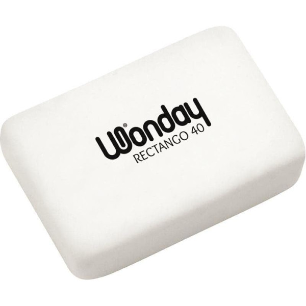 photo-Gomme blanche - Rectangulaire - Plastique - Idéal pour la trousse - Efface crayon et mine graphite - Wonday
