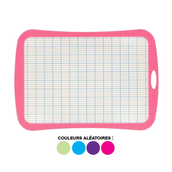 Ardoise - Blanche - 2 faces - 28x19cm - Effaçable - Couleurs aléatoires - Scolaire - Wonday