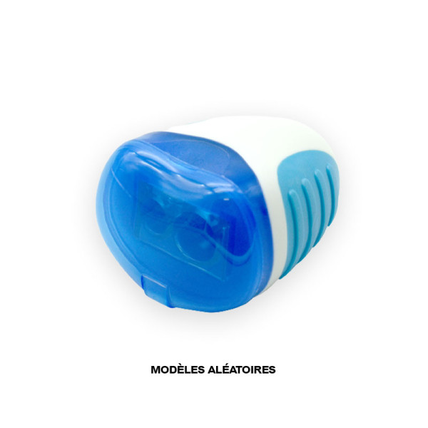 Taille-crayon - 2 trous - Avec réservoir en plastique - Ergonomique - Coloris aléatoire